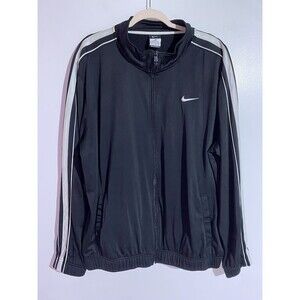 Nike Jacket Mens XL Black White Stripe Classic Full Zip Warm Up Track Gym Warmup